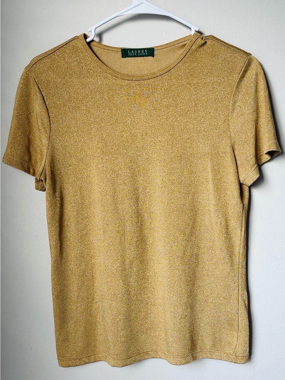 Lauren Ralph Lauren Blouse Gold Metallic T-shirt women Round neck